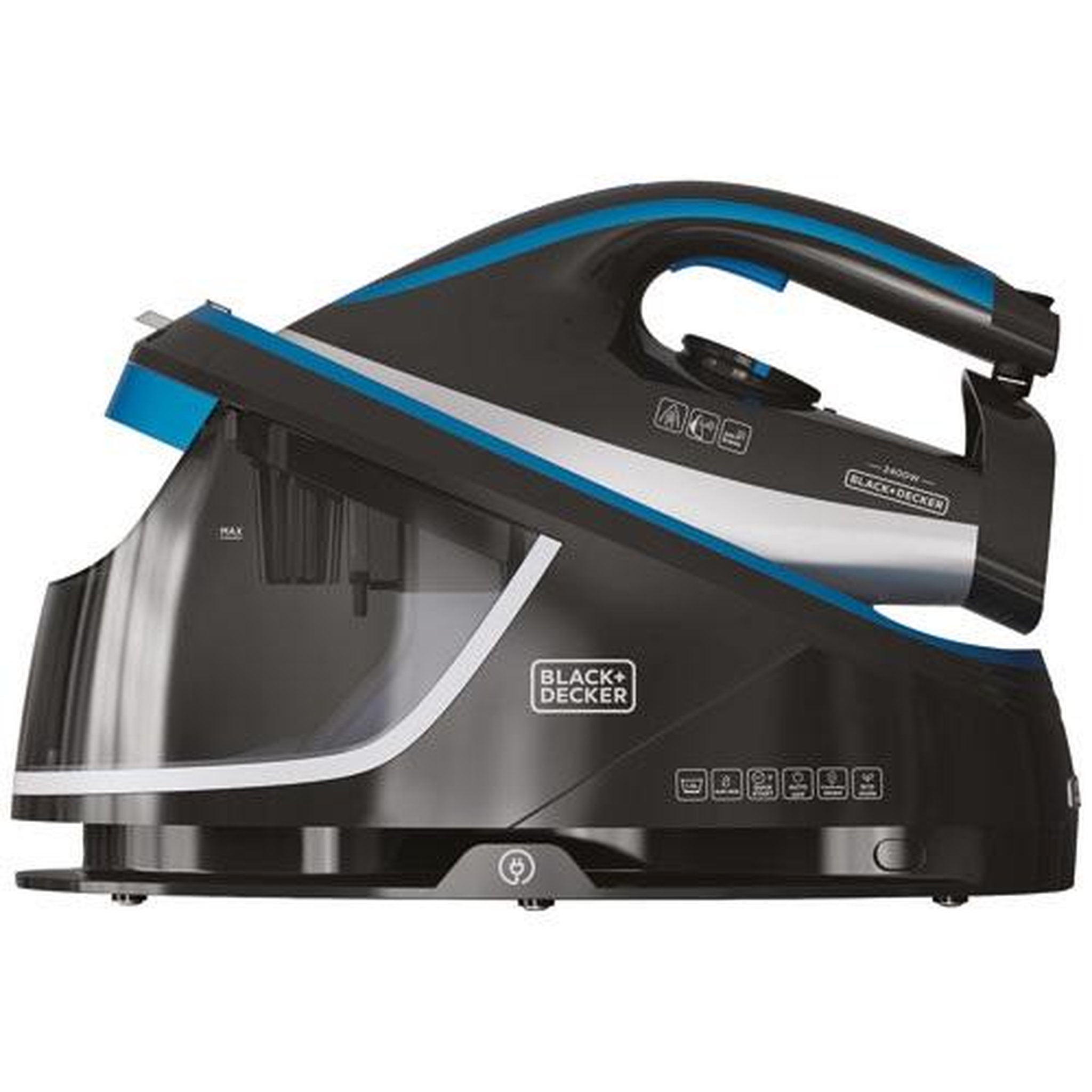 Black et Decker Centrale vapeur 3bars 120gr/min autonomie illimitée noir/bleu - BXSS2401E