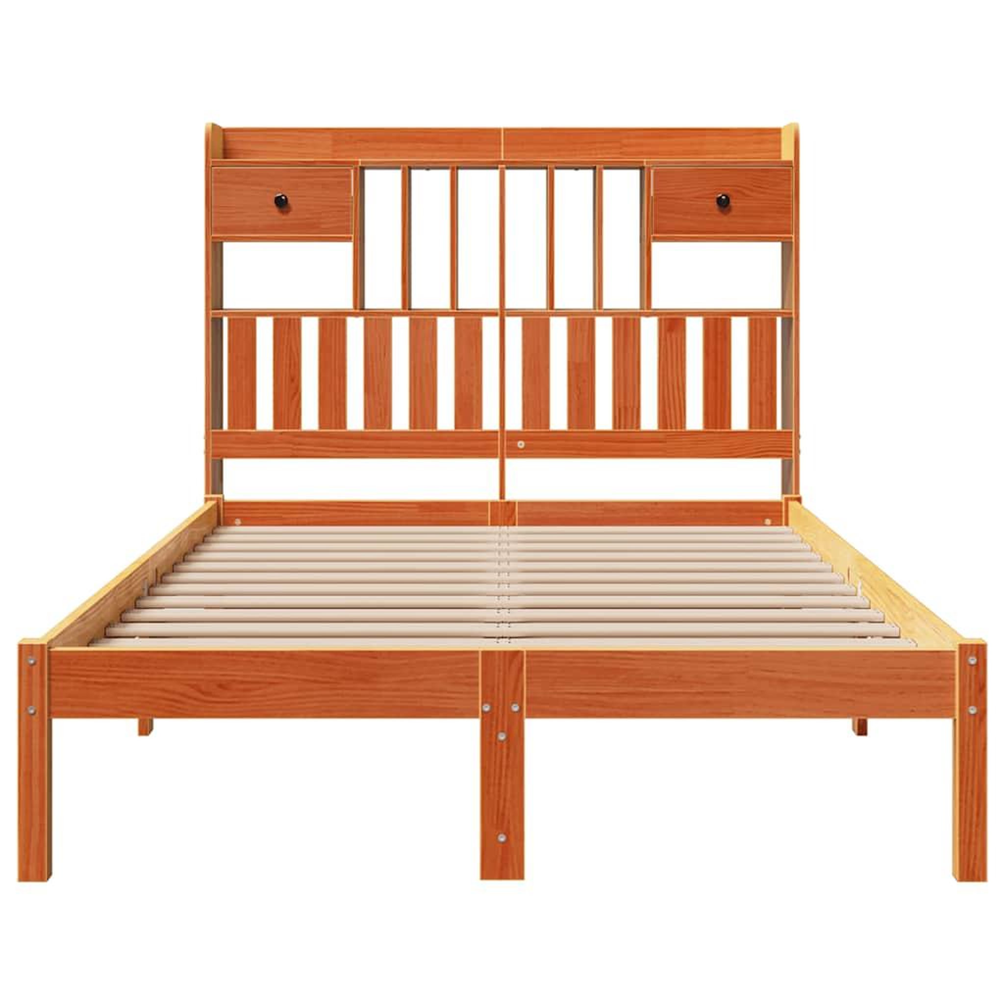 Voir la diapositive 4 : VIDAXL Lit bibliotheque sans matelas cire marron 135x190 cm pin massif