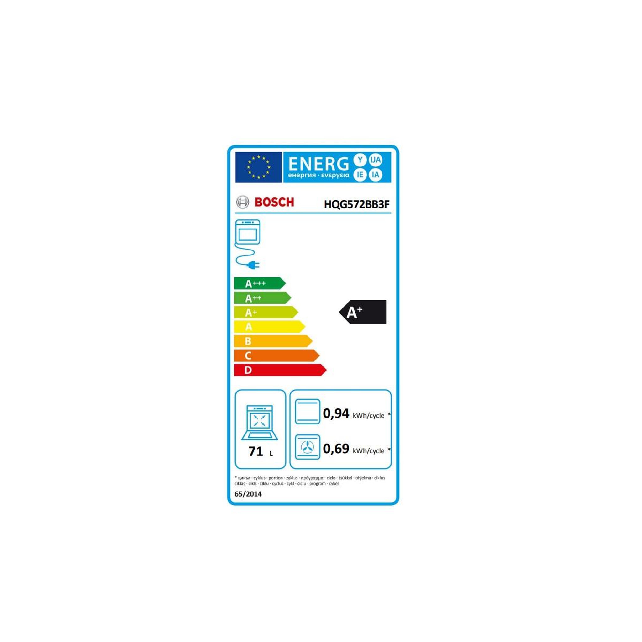 Voir la diapositive 2 : BOSCH Four intégrable multifonction 71l 60cm noir - hqg572bb3f