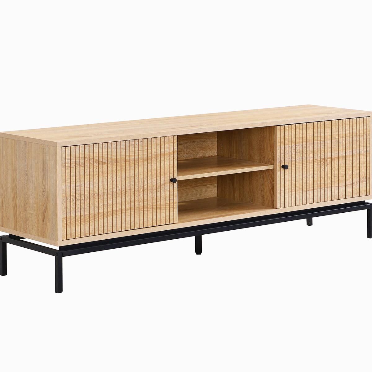 HOMIFAB Meuble TV 2 portes effet bois 160 cm - Talia