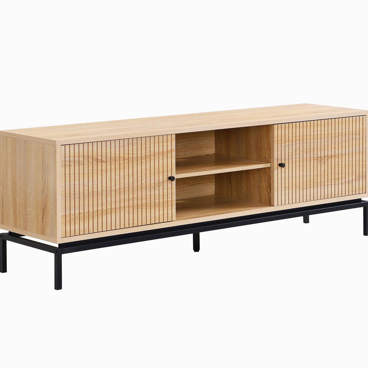 HOMIFAB Meuble TV 2 portes effet bois 160 cm - Talia