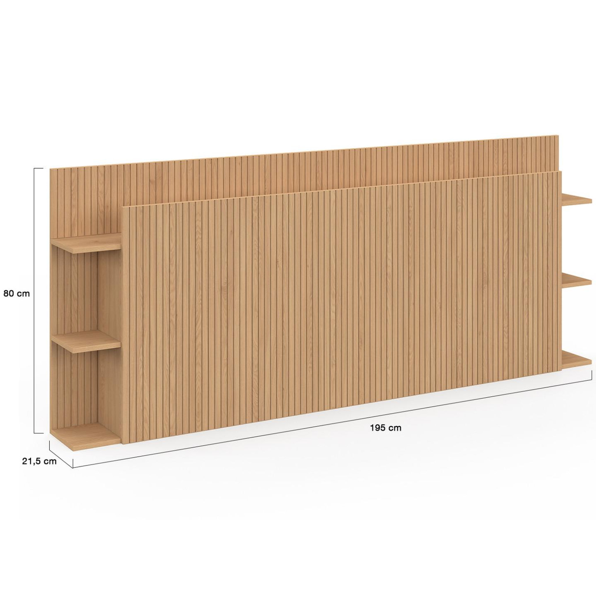 Voir la diapositive 4 : ID MARKET Tête de lit sur pied JULIETTE pour lit 140 et 160 cm avec rangements effet lattes tasseau bois