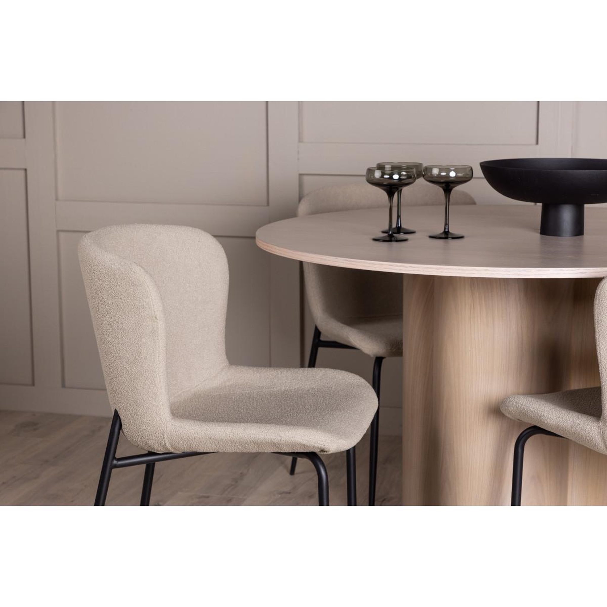 Voir la diapositive 4 : Paris Prix Ensemble table à manger & 4 chaises  olivia & modesto  110cm naturel & beige