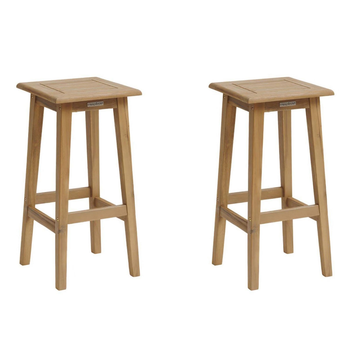 HESPERIDE Lot de 2 tabourets haut de jardin Tiwi en acacia - Beige