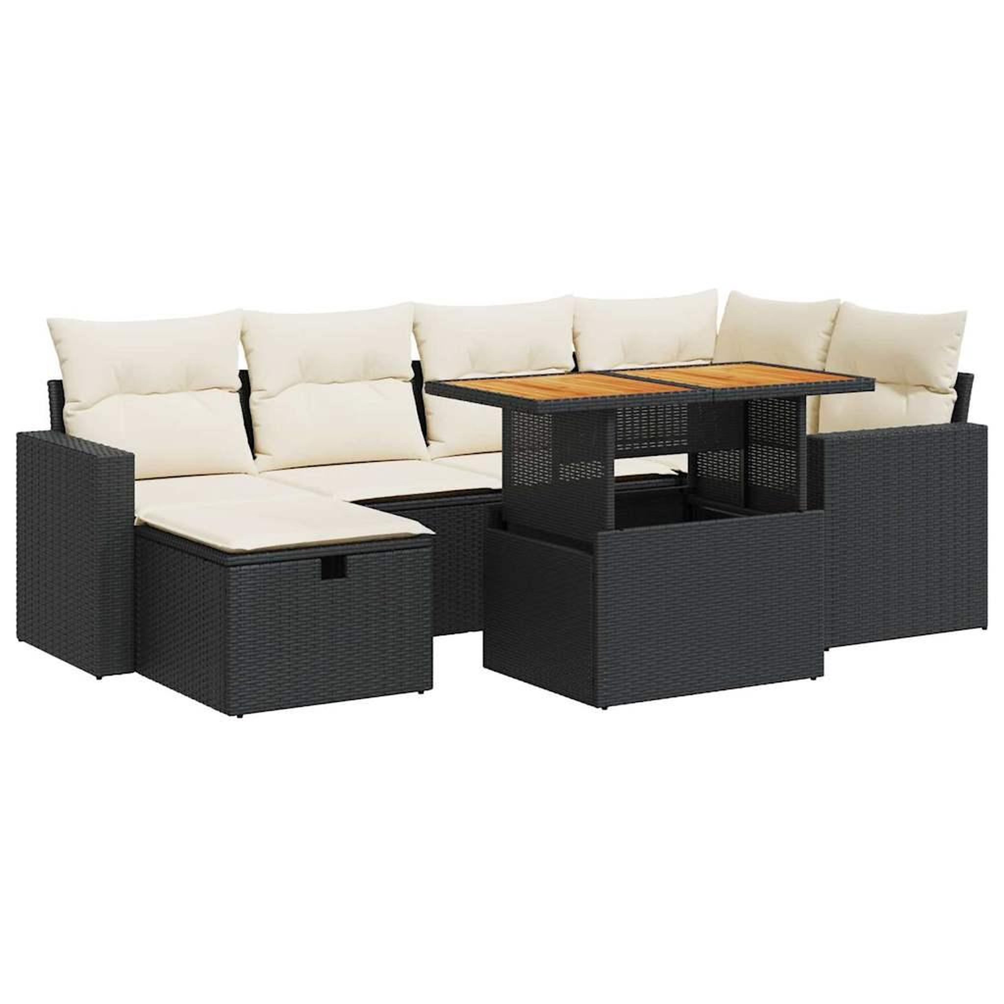 Voir la diapositive 2 : VIDAXL Salon de jardin avec coussins 8 pcs noir resine tressee acacia