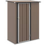 Voir la diapositive 1 : OUTSUNNY Abri de jardin - remise pour outils - cabanon porte verrouillable - dim. 142L x 84l x 189H cm - tôle d'acier marron blanc
