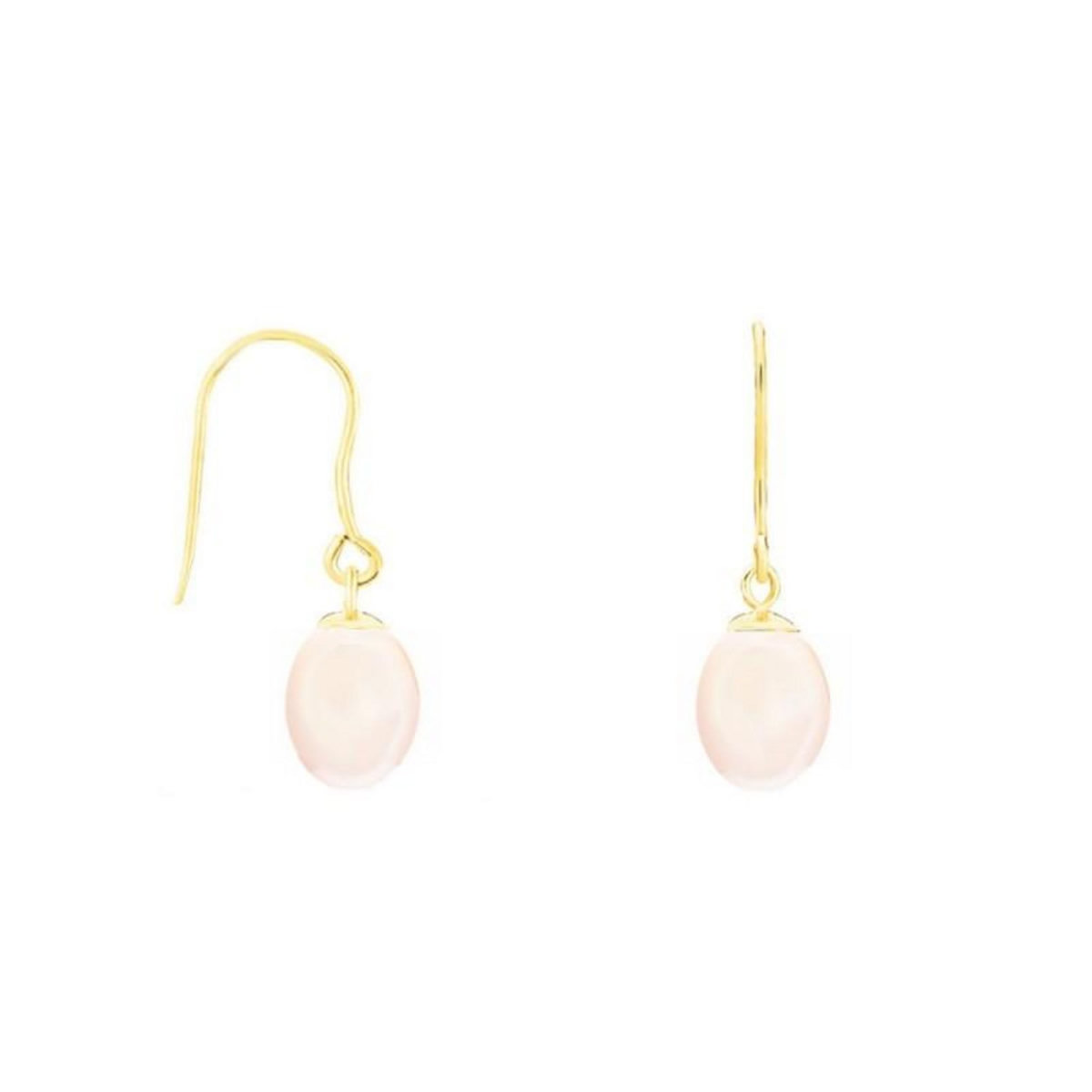 L'ATELIER D'AZUR Boucles d'Oreilles Or Jaune Perles de Culture Rose - Dormeuses