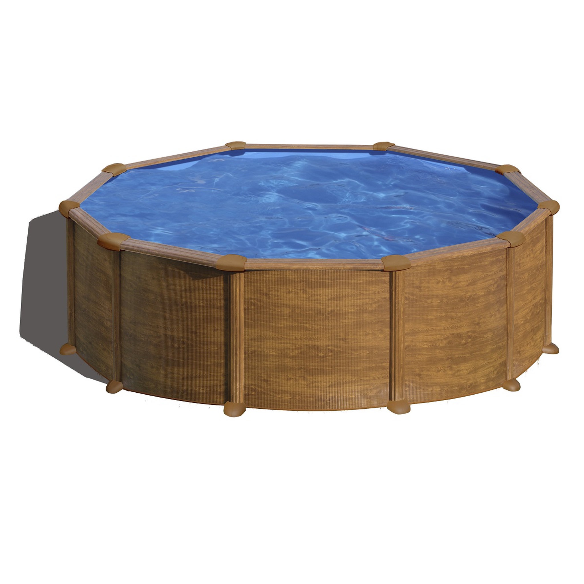 GRE Piscine ronde acier 4,80m x 1,32m - Imitation bois