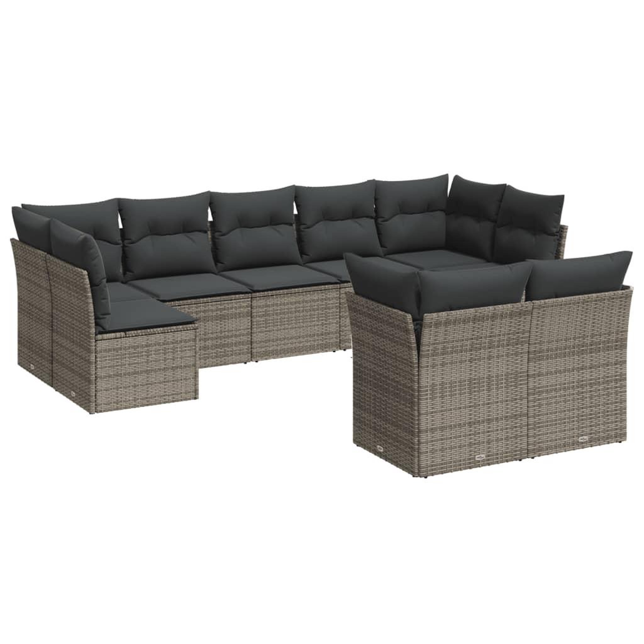 Voir la diapositive 2 : VIDAXL Salon de jardin 9 pcs avec coussins gris resine tressee