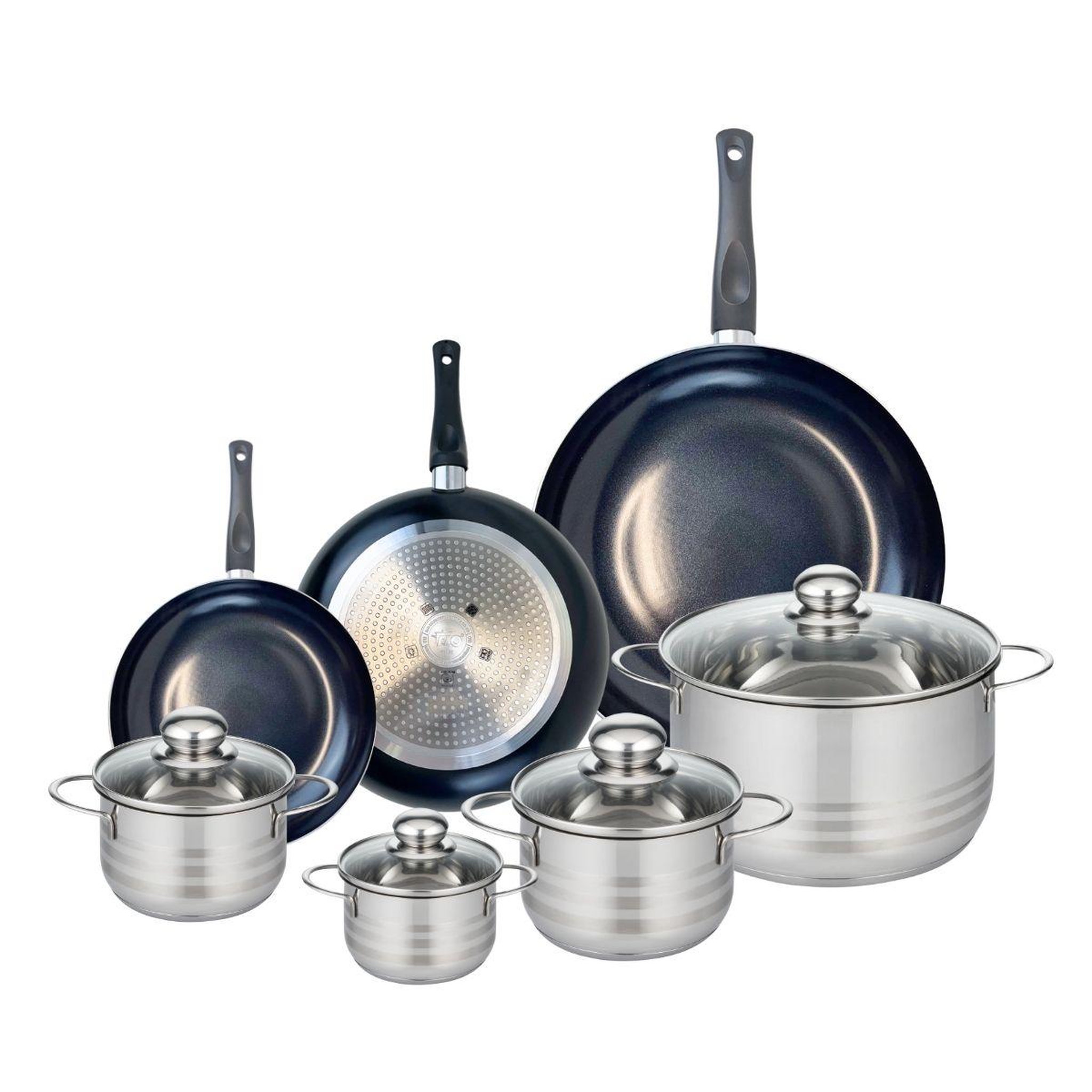 ELO Ensemble de 3 poêles de cuisson 20, 24 et 32 cm et 4 faitouts 12, 14, 16 et 24 cm elo prima brillant