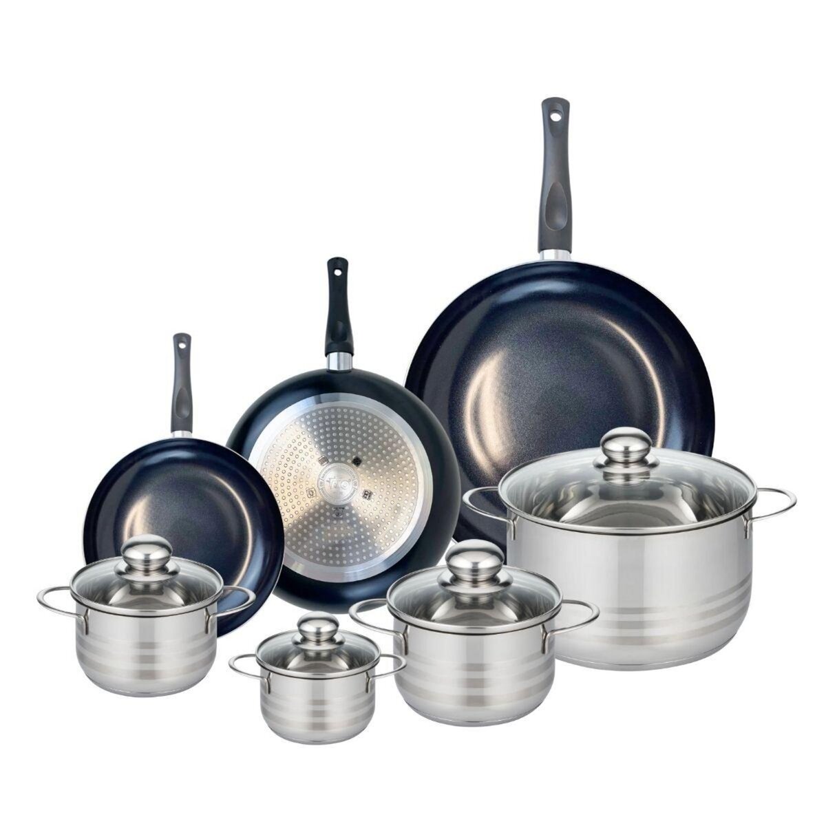 ELO Ensemble de 3 Poêles de cuisson 20, 24 et 32 cm et 4 faitouts 12, 14, 16 et 24 cm Elo Prima Brillant