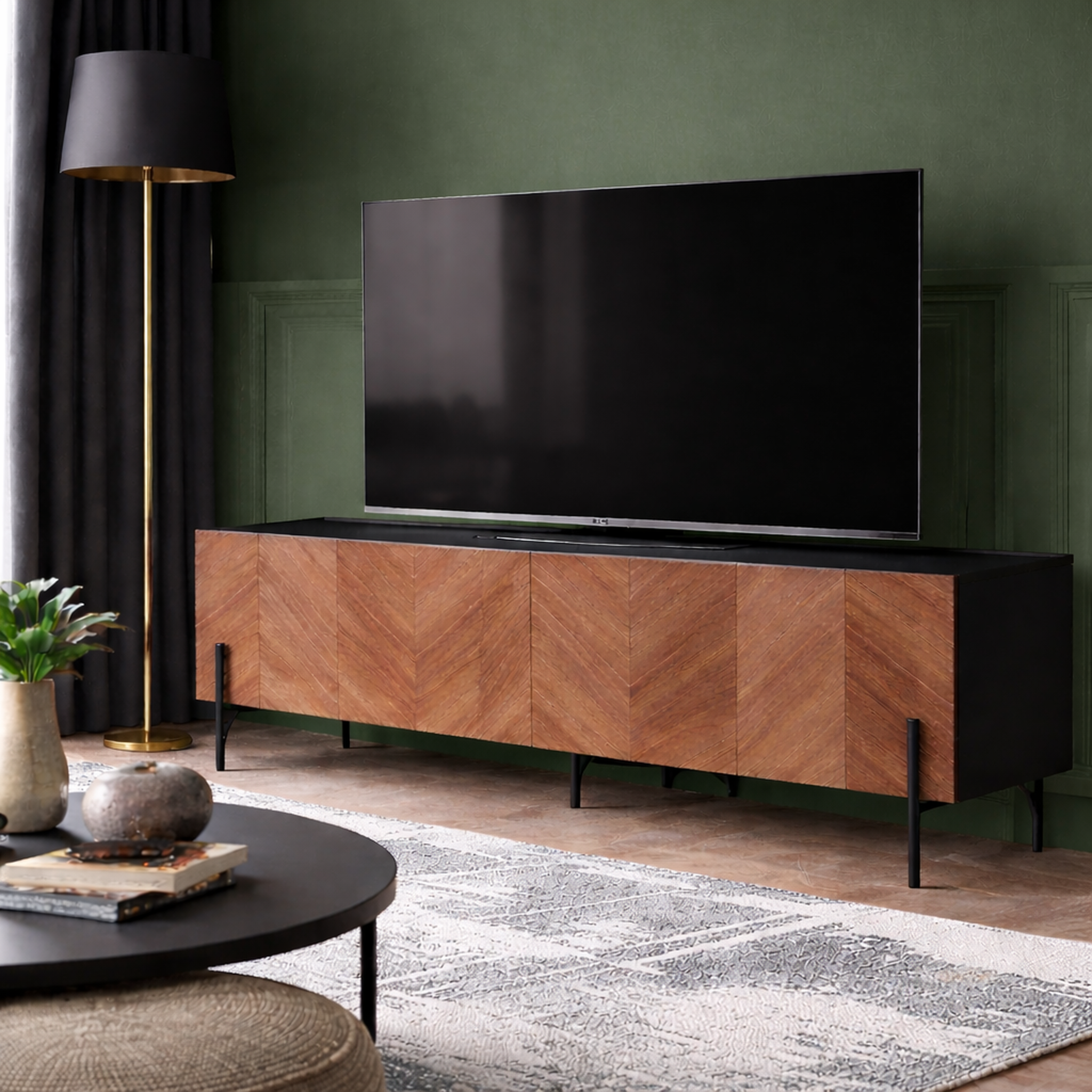 Voir la diapositive 2 : CONCEPT USINE Meuble tv vintage avec placard sequoia