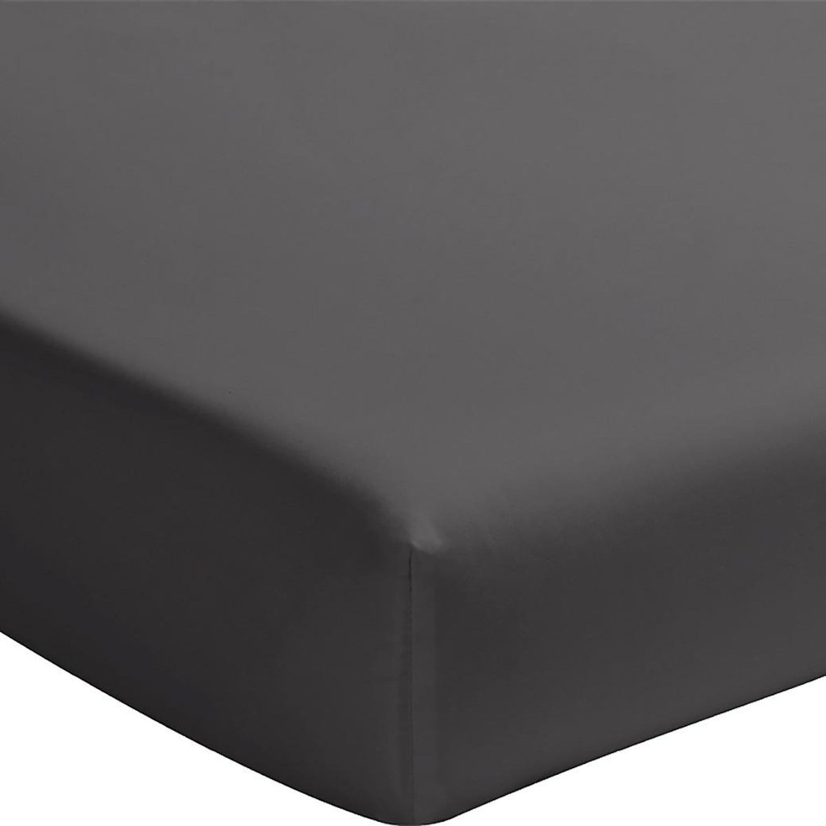 BATON ROUGE Drap housse 100% percale de coton lavé 80 fils/cm² - gris magnet