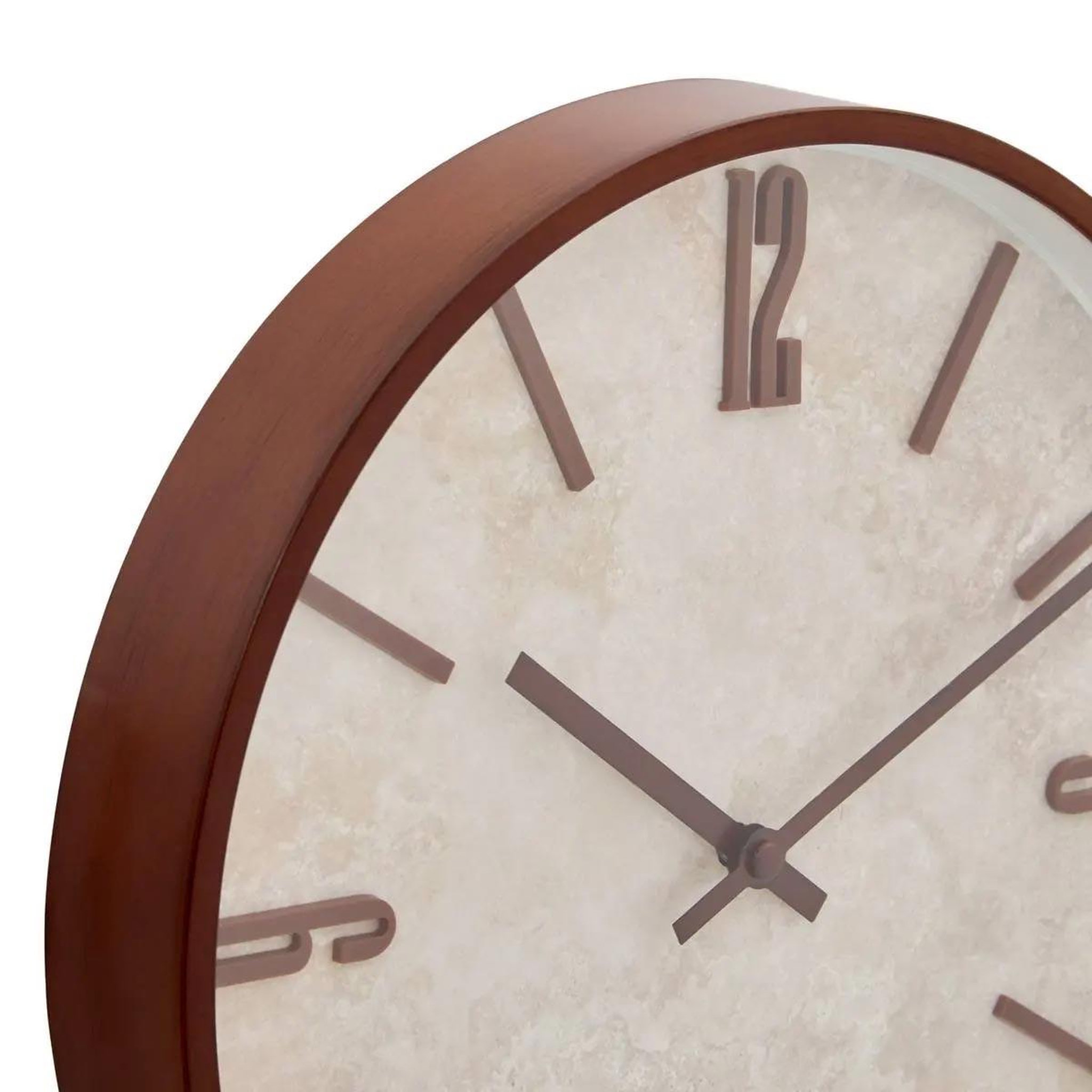 Voir la diapositive 2 : ATMOSPHERA Horloge murale effet travertin  nella  29cm marron