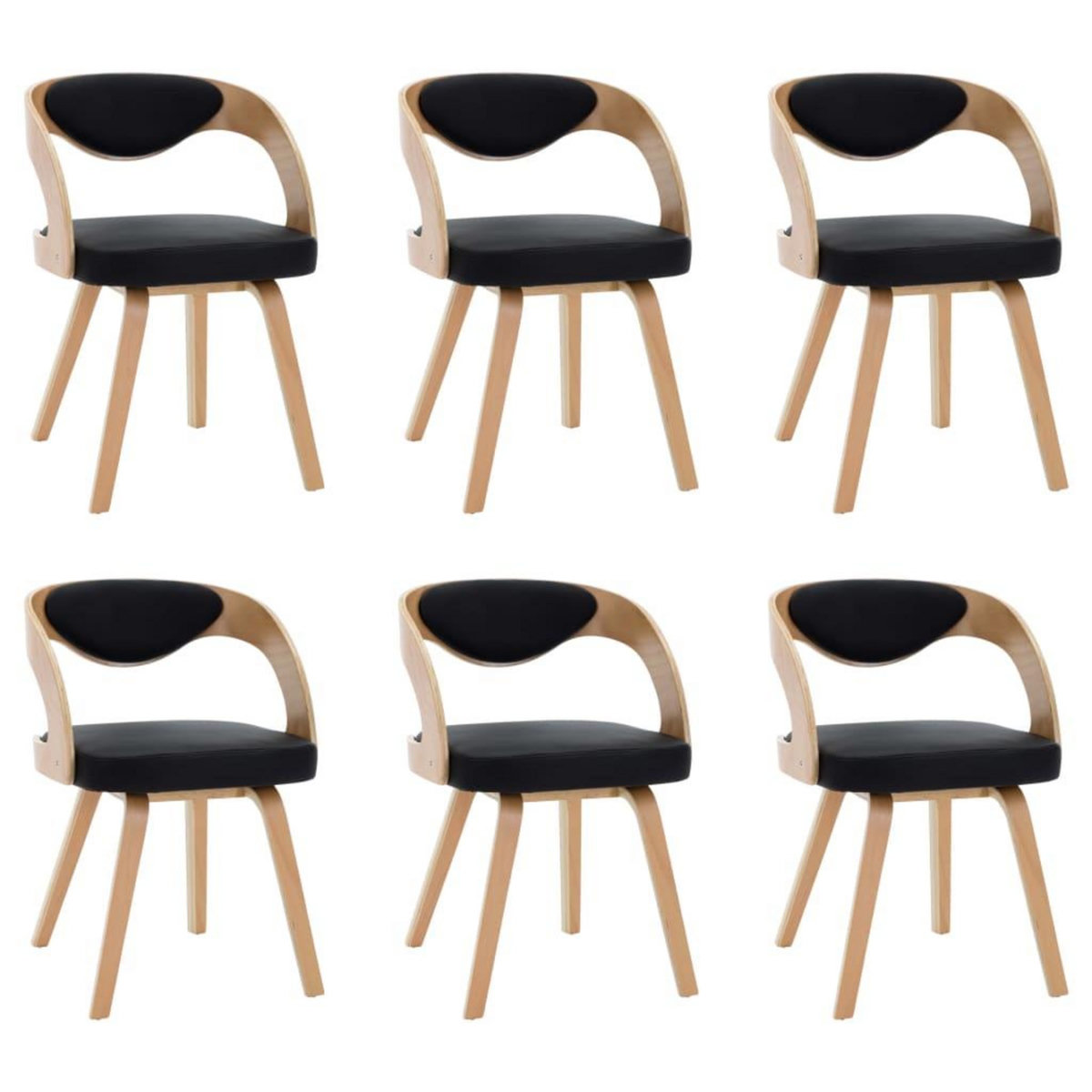 VIDAXL Chaises a manger lot de 6 noir bois courbe et similicuir