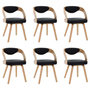 Voir la diapositive 2 : VIDAXL Chaises a manger lot de 6 noir bois courbe et similicuir