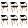 Voir la diapositive 2 : VIDAXL Chaises a manger lot de 6 noir bois courbe et similicuir
