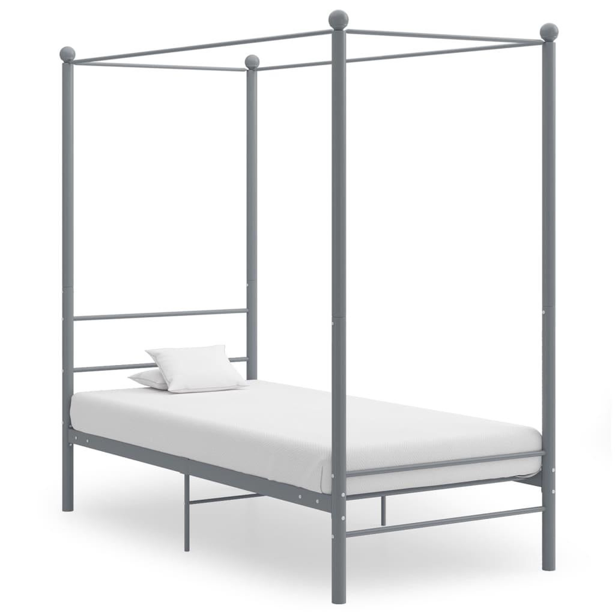 Voir la diapositive 1 : VIDAXL Cadre de lit a baldaquin Gris Metal 90x200 cm
