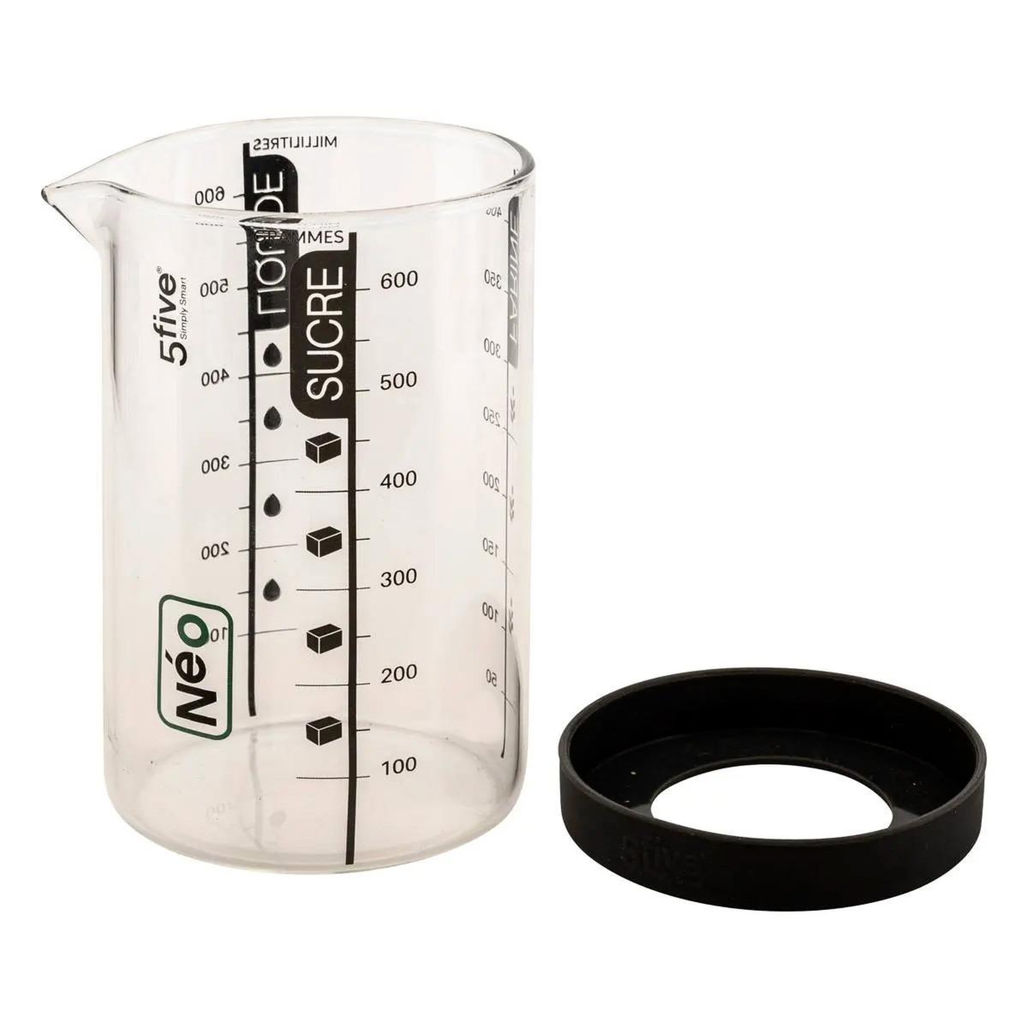 Voir la diapositive 2 : FIVE Verre doseur gradué  silitop  0,6l transparent & noir