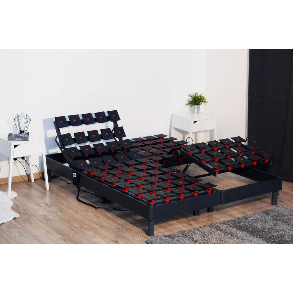 Ensemble TPR tous plots réglables + Matelas Mousse 2x80x200 cm MEMORYLUX