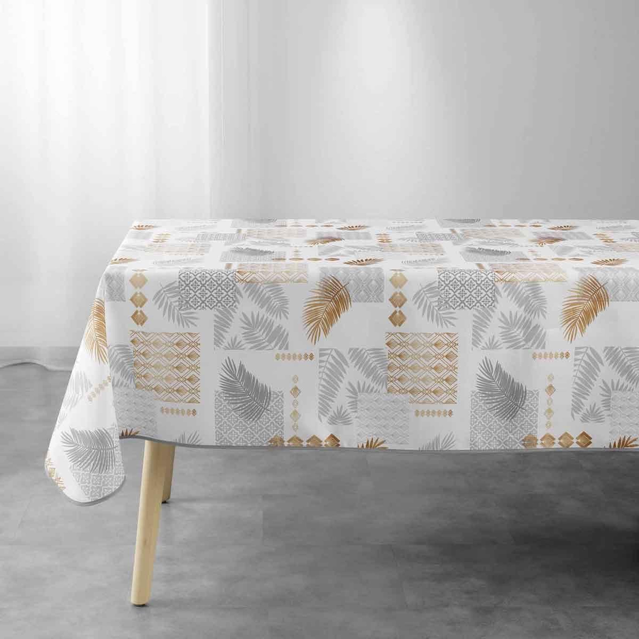 Douceur d'Intérieur Nappe imprimée  olenna  150x240cm jaune & blanc
