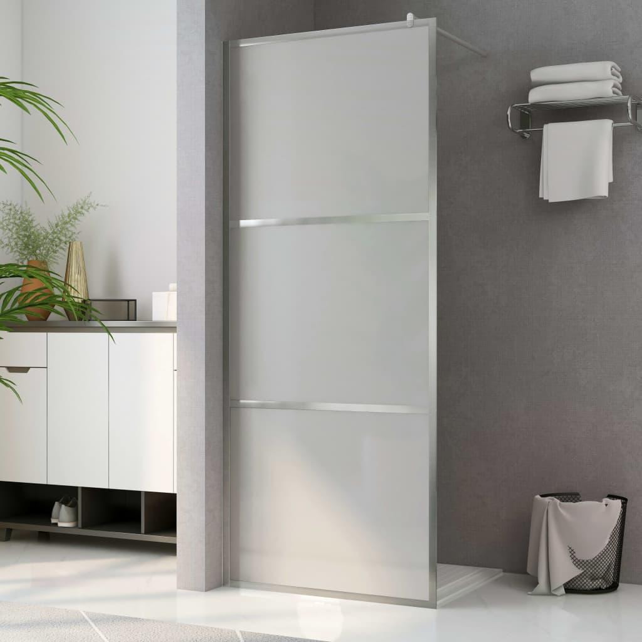 Voir la diapositive 1 : VIDAXL Paroi de douche a l'italienne a verre ESG depoli 115x195 cm