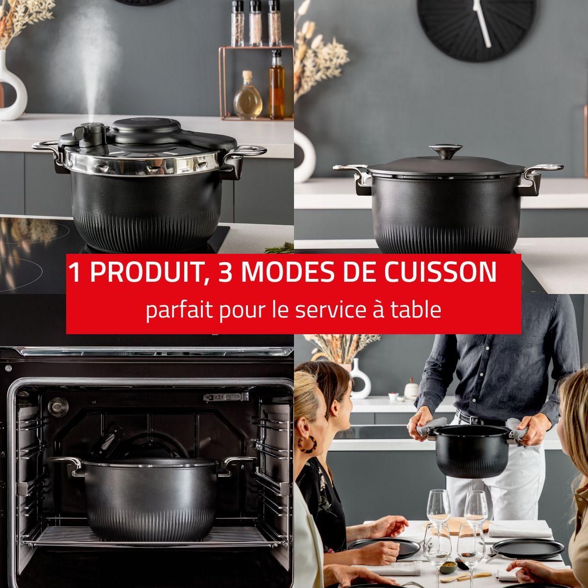 SEB Autocuiseur cocotte 3 en 1 TEMPO 6L noir