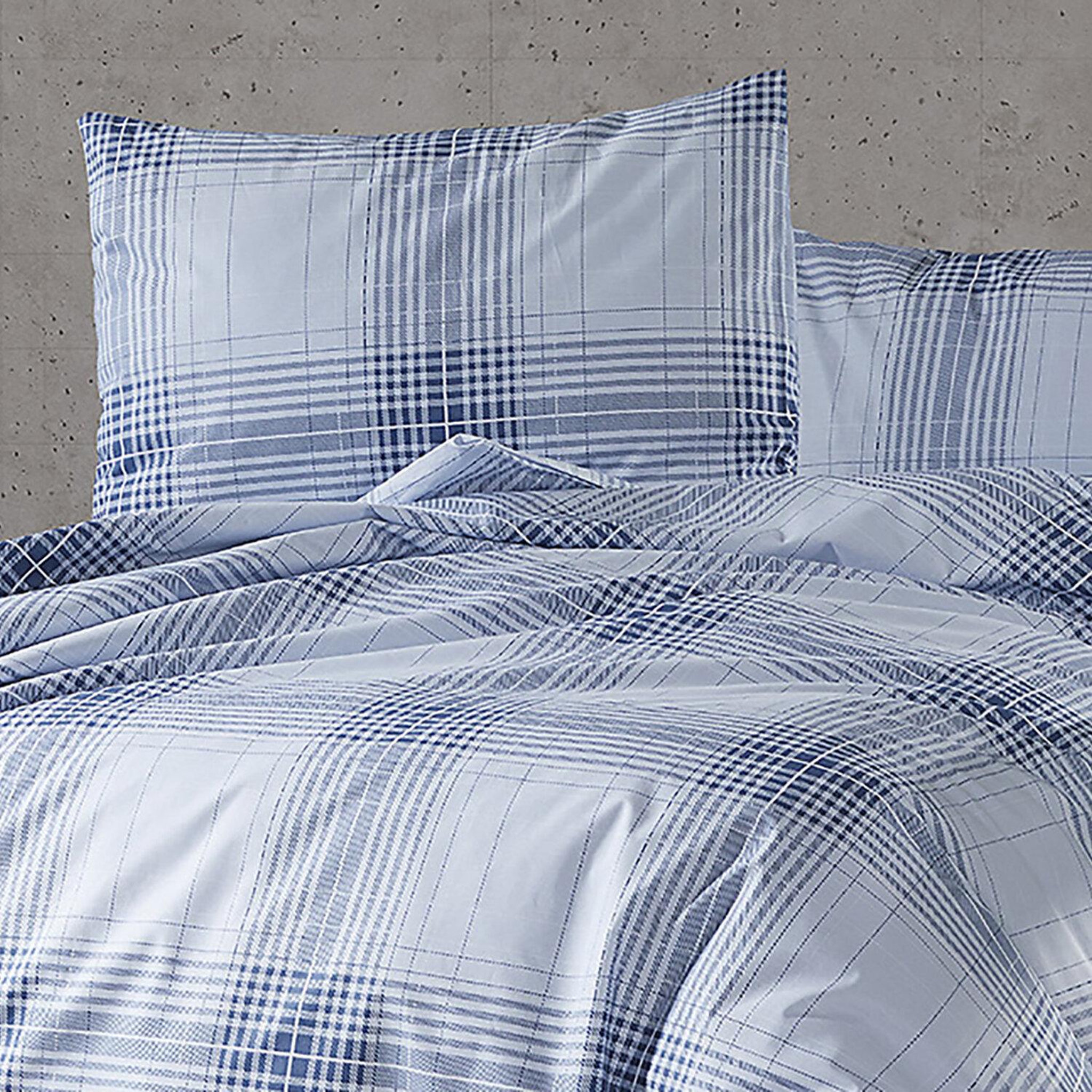 Voir la diapositive 3 : Home collection Parure housse de couette 100% coton 57 fils imprimé nimableu