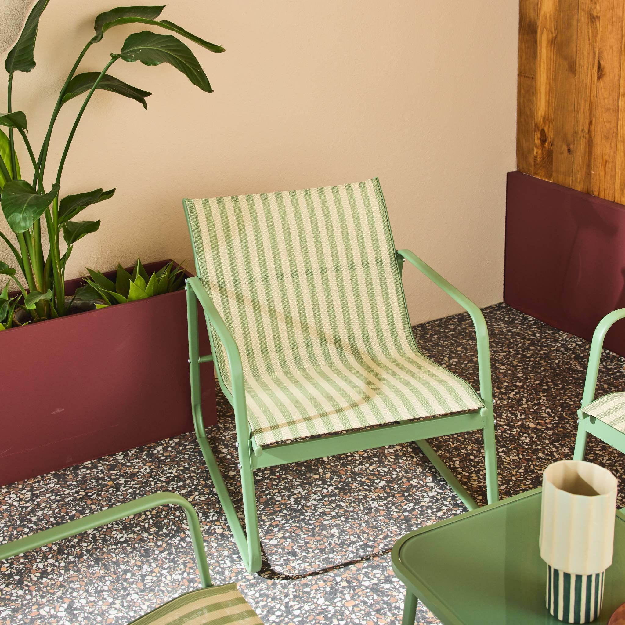 Voir la diapositive 5 : SWEEEK Salon de jardin en métal  et textilène pour 4 personnes, design