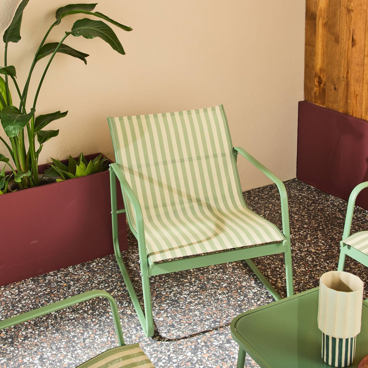 SWEEEK Salon de jardin en métal  et textilène pour 4 personnes, design