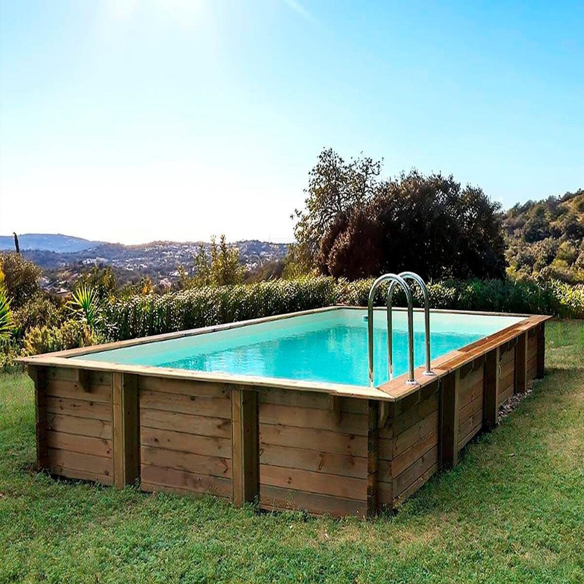 Habitat et Jardin Piscine bois en kit rectangle   Tampa 145   - 7.20 x 4.20 x 1.44 +  Pompe à chaleur - Puissance 6.1 kW