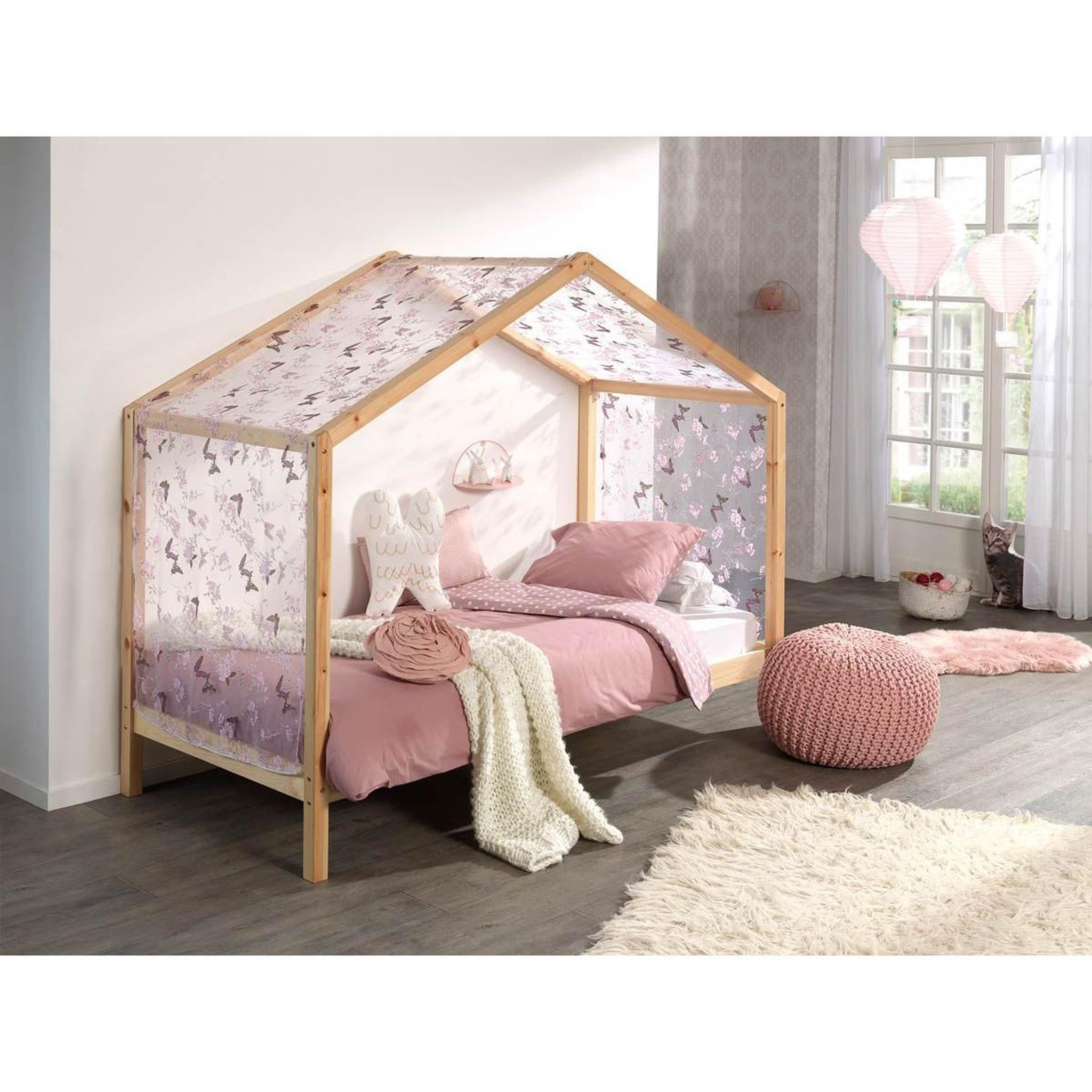 Voir la diapositive 4 : Paris Prix Lit Enfant Cabane  Dallas II  90x200cm Naturel