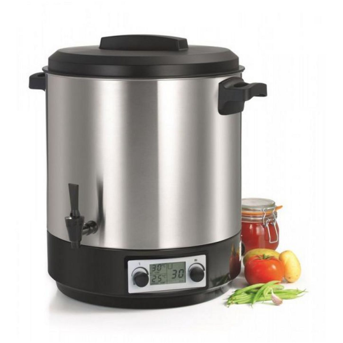 NATURE & SAVEURS Stérilisateur de bocaux électrique cuve inox avec écran lcd robinet et minuteur 31l 2000w - ns-st31ina