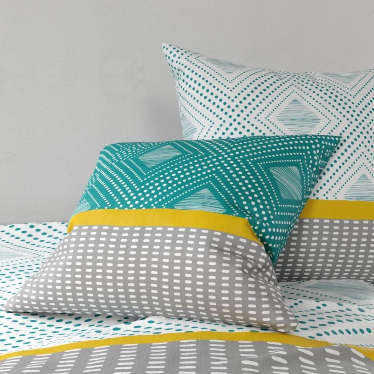 ATELIER DU COTON Housse de couette 240x220 AURAH + 2 taies coton 57 fils