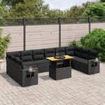 VIDAXL Salon de jardin 11 pcs avec coussins noir resine tressee