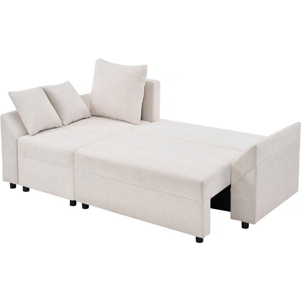 Habitat et Jardin Canapé d'angle convertible et reversible en tissu texturé  Vaugirard II  - 3 places - Beige