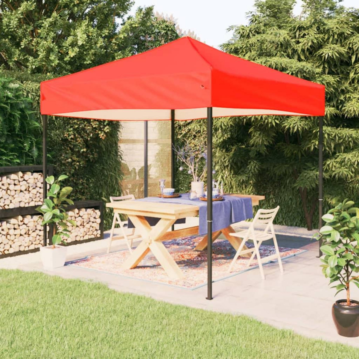 VIDAXL Tente de reception pliable Rouge 3x3 m