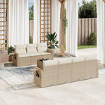 VIDAXL Salon de jardin avec coussins 8 pcs beige resine tressee