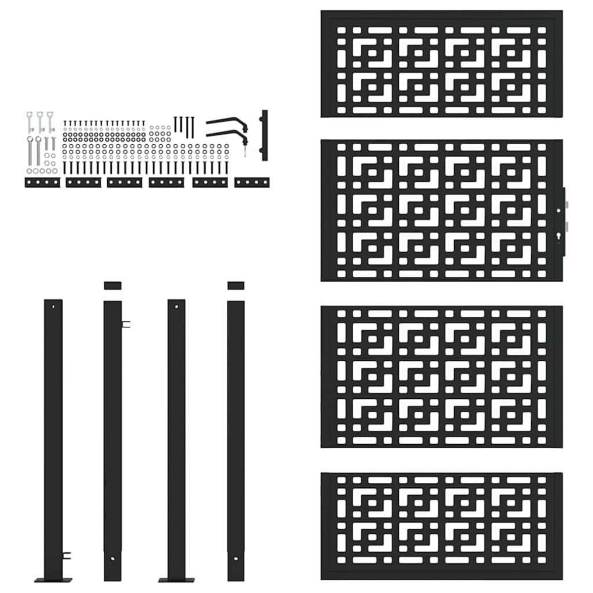 VIDAXL Portail de jardin noir 105x180 cm acier conception croisee