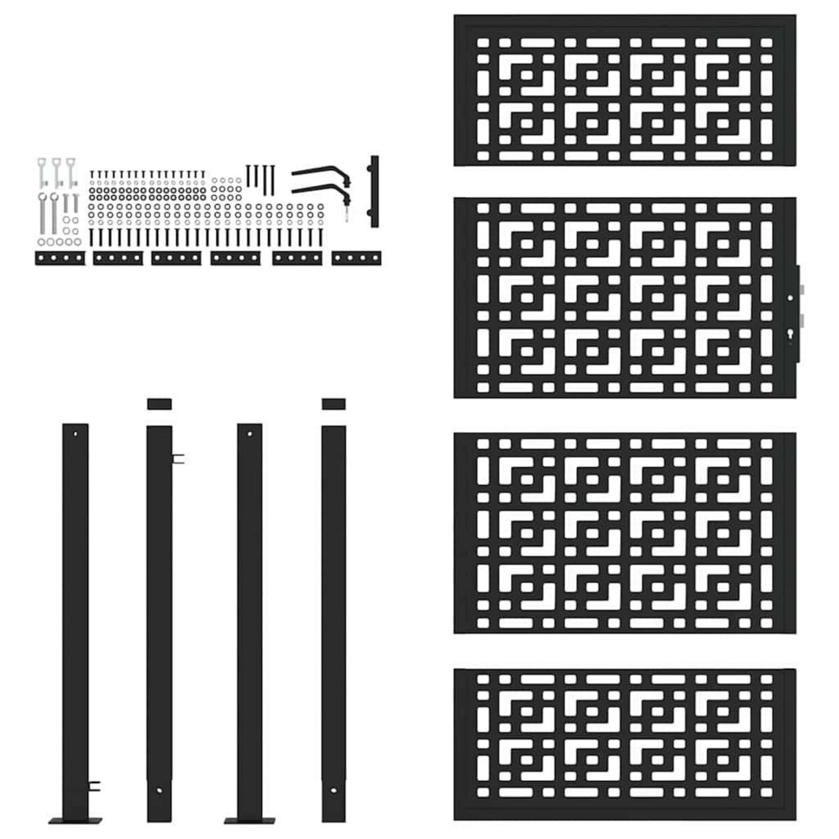 VIDAXL Portail de jardin noir 105x180 cm acier conception croisee