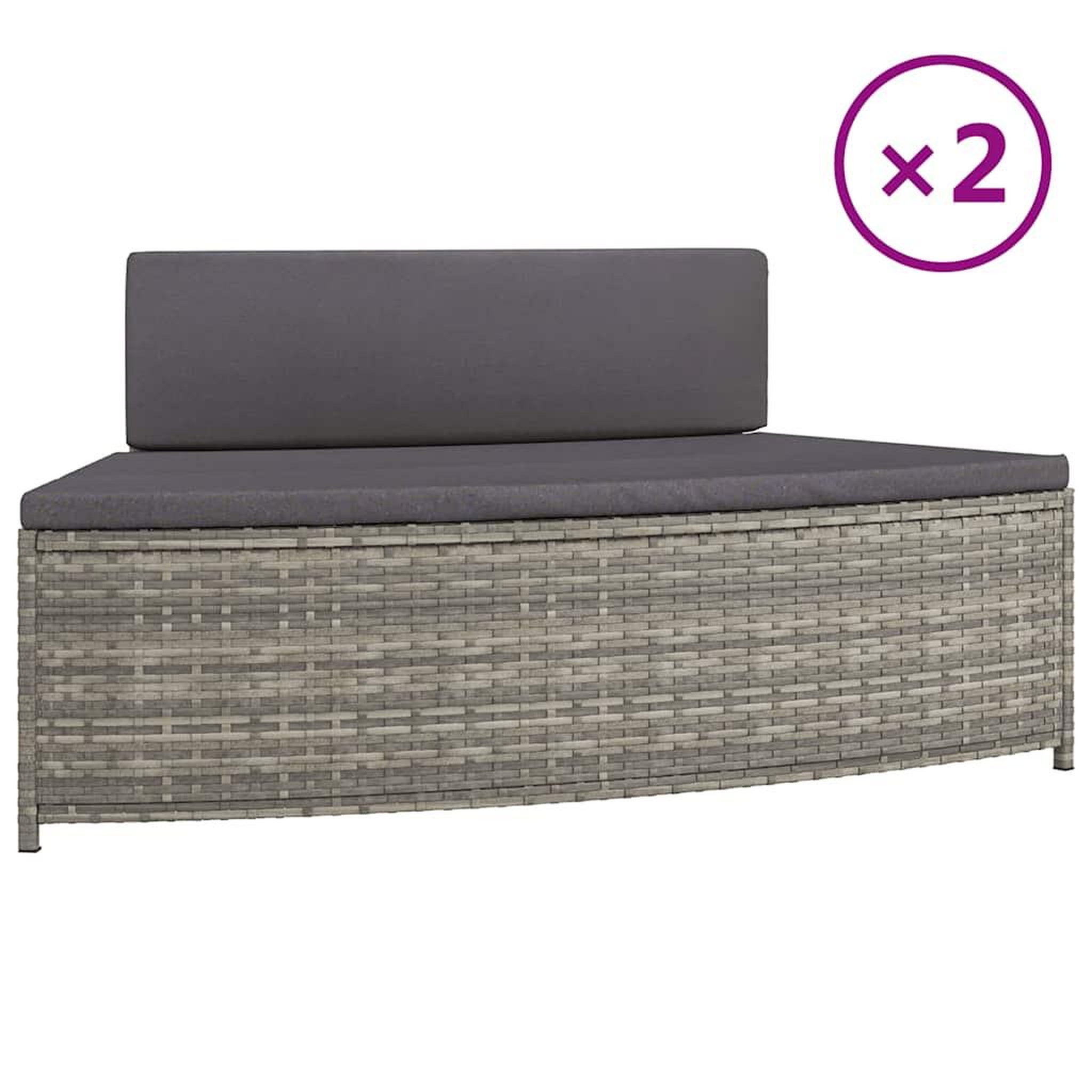 Voir la diapositive 2 : VIDAXL Bancs de spa avec coussins lot de 2 gris resine tressee