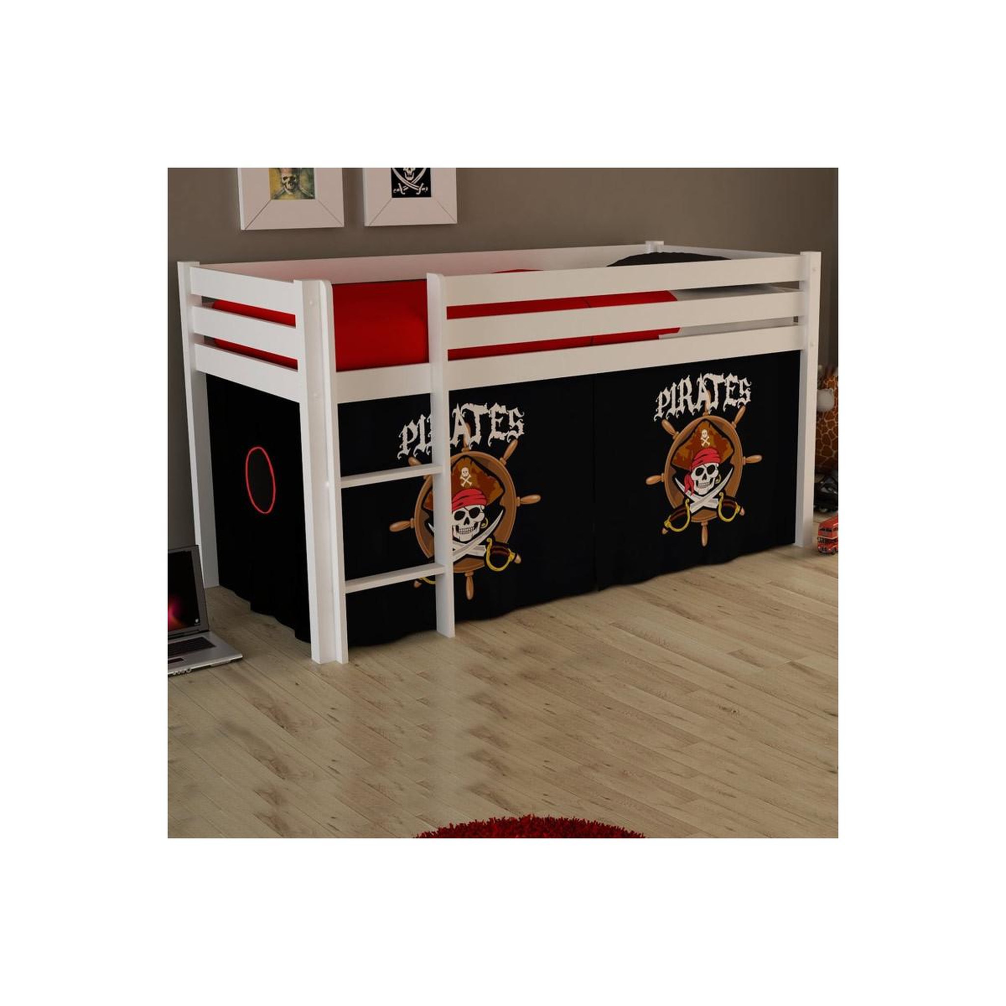 Voir la diapositive 2 : Paris Prix Lit enfant  pino pirates ii  90x200cm blanc