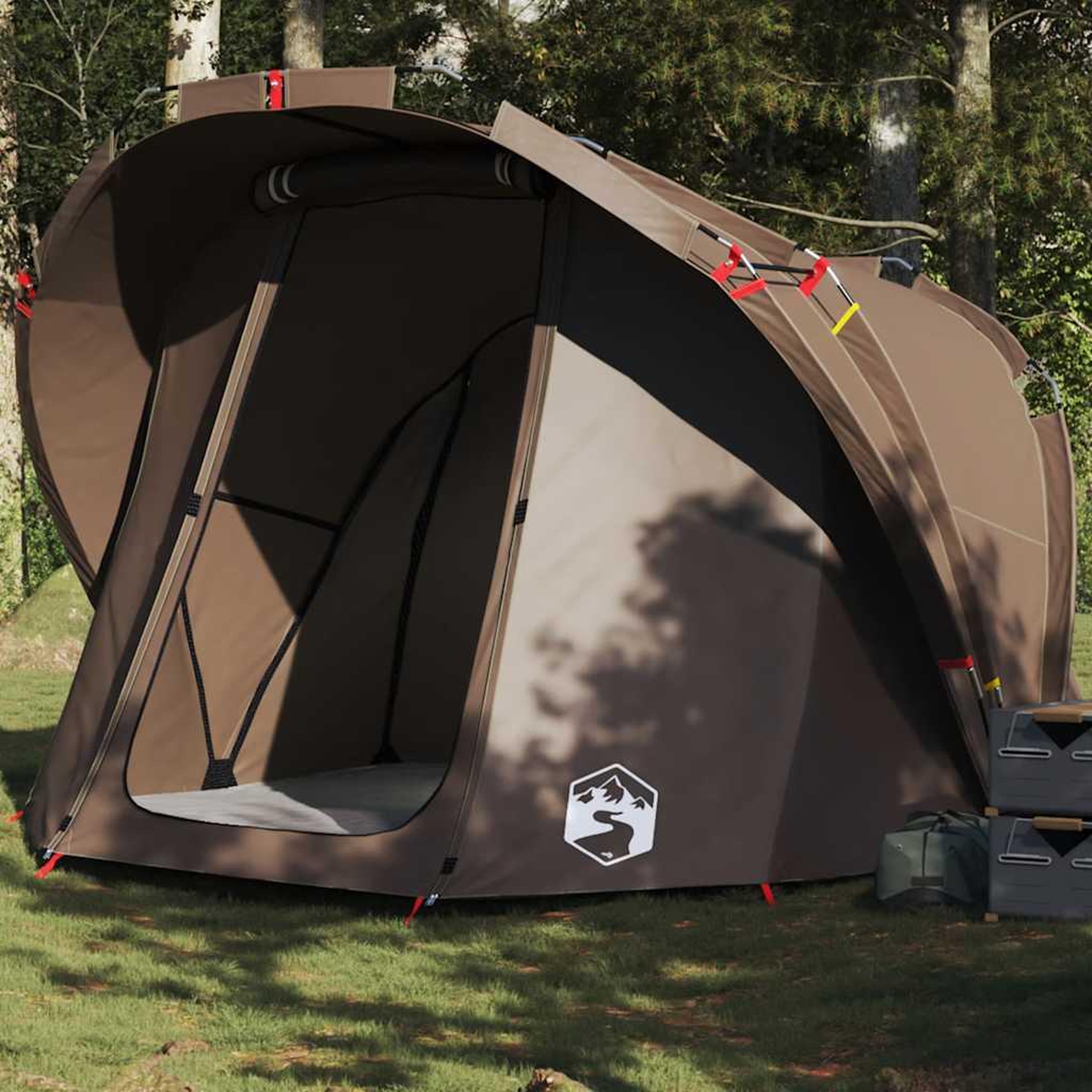 VIDAXL Tente de peche 4 personnes marron impermeable