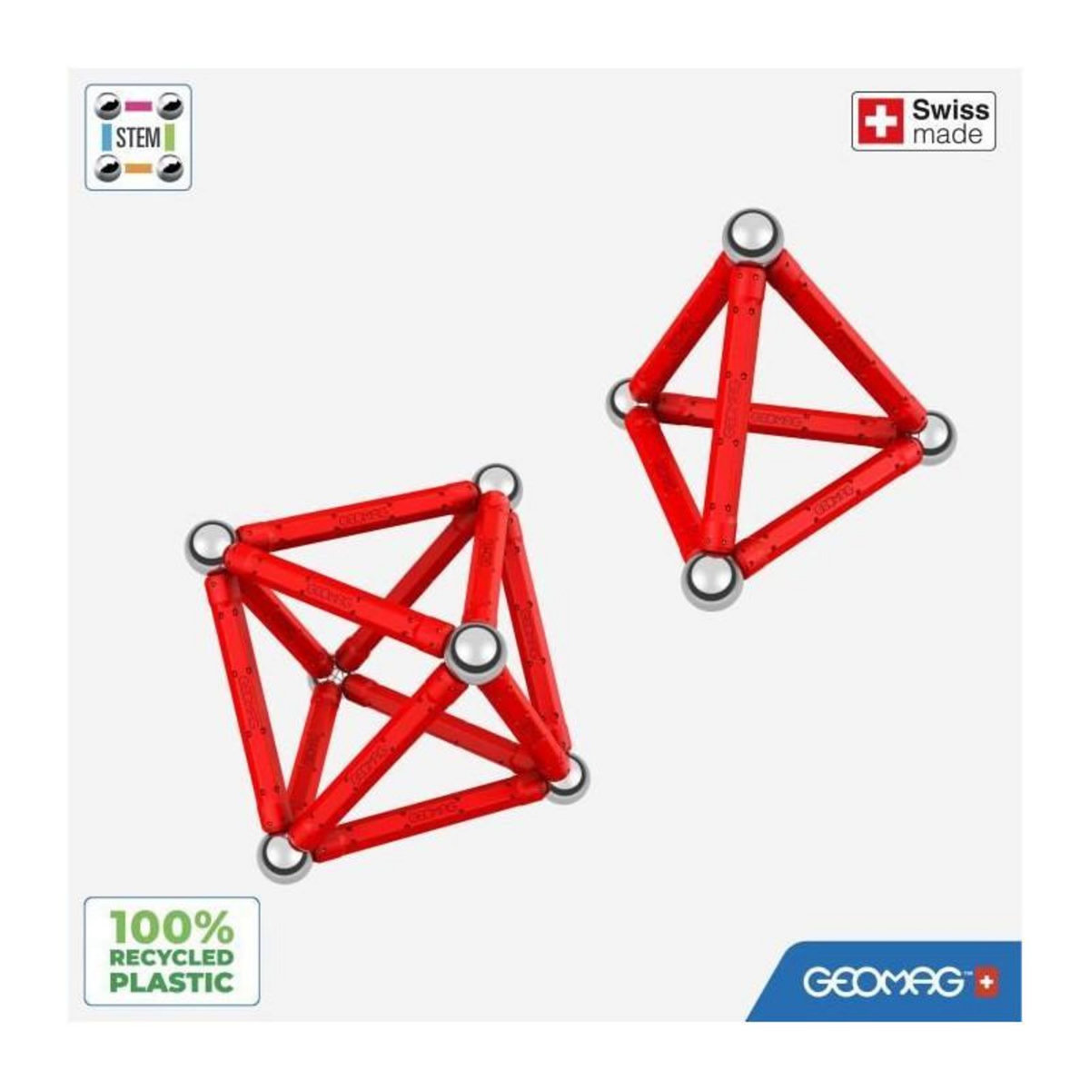Geomag Jeu de construction magnétique - GEOMAG - Classic Recycled Magnetic Geometry 24 pieces - Géométrie - 3D - Éducatif
