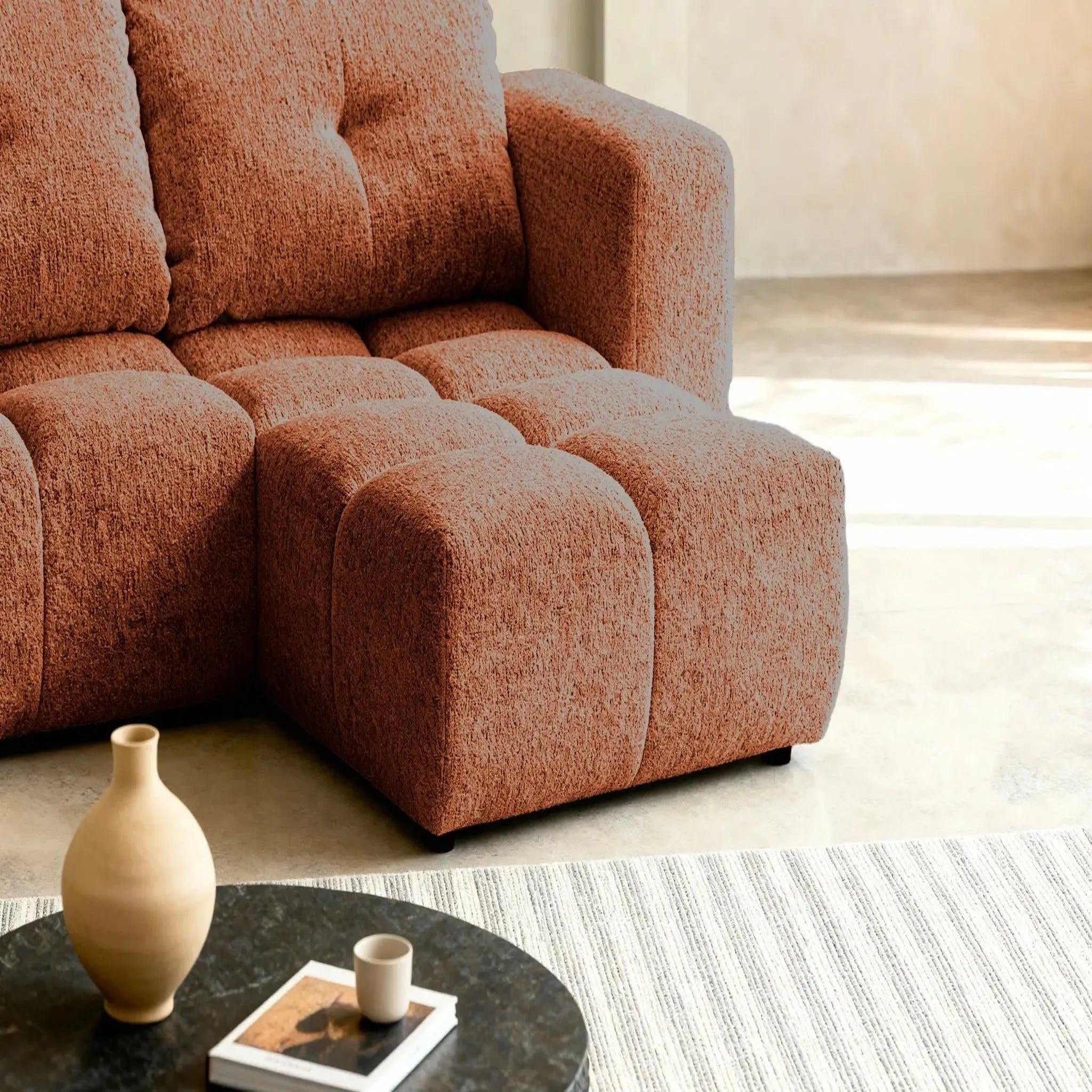 Voir la diapositive 4 : CASANOVA PARIS Romy mini - canapé d'angle convertible tissu chenille 2 places