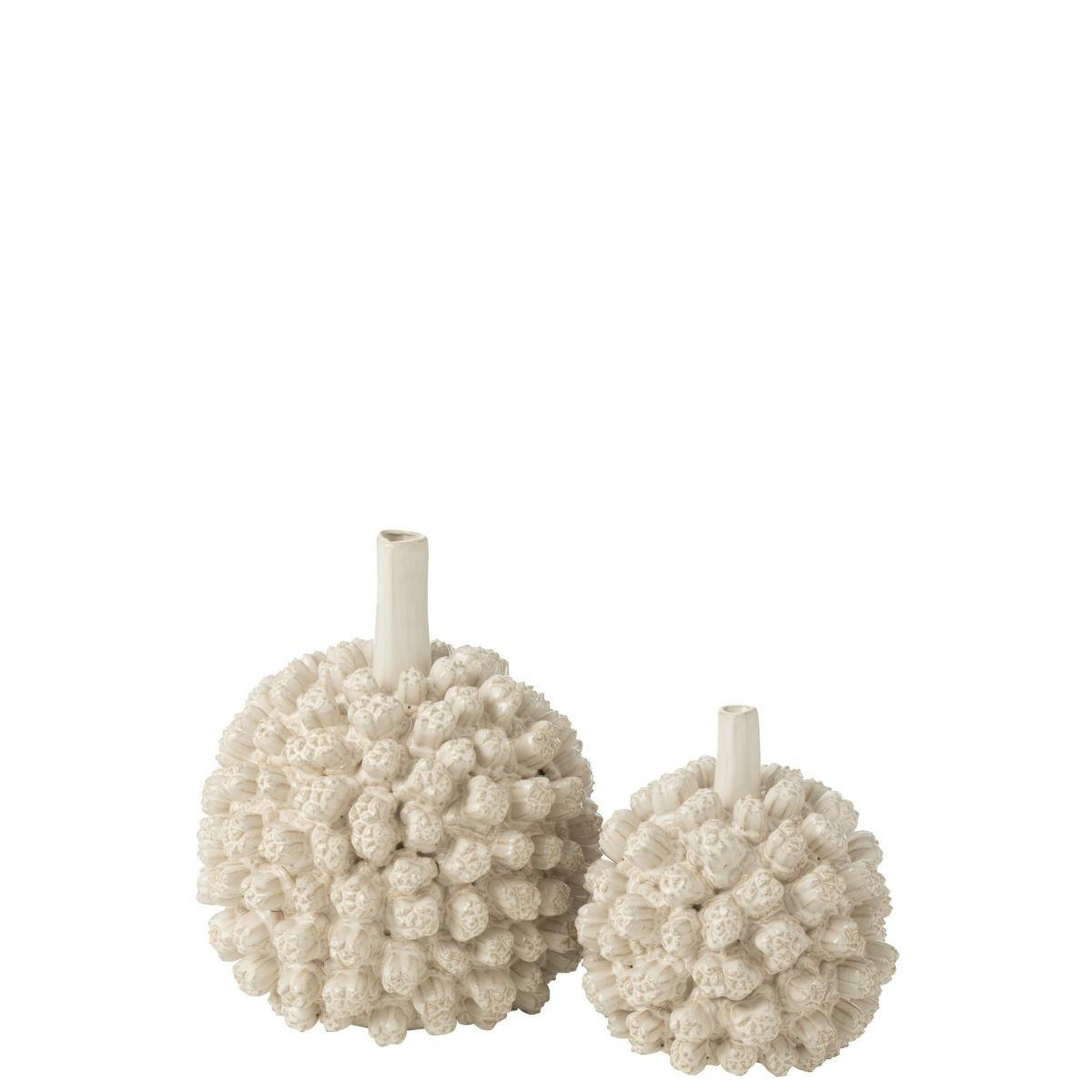 Voir la diapositive 2 : J-LINE Vase déco en grès  saki  30cm blanc