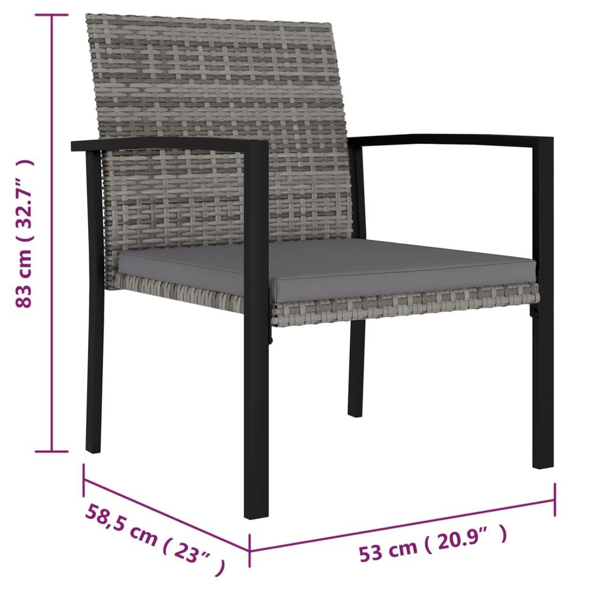 Voir la diapositive 6 : VIDAXL Chaises a manger de jardin lot de 2 Resine tressee Gris