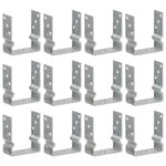 VIDAXL Piquets de cloture 12 pcs argente 12x6x15 cm acier galvanise