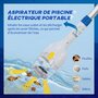 OUTSUNNY Aspirateur balai électrique sans fil piscine spa - manche télescopique 100-150 cm - roulettes, brosse, sac filtrant - ABS alu. - blanc bleu