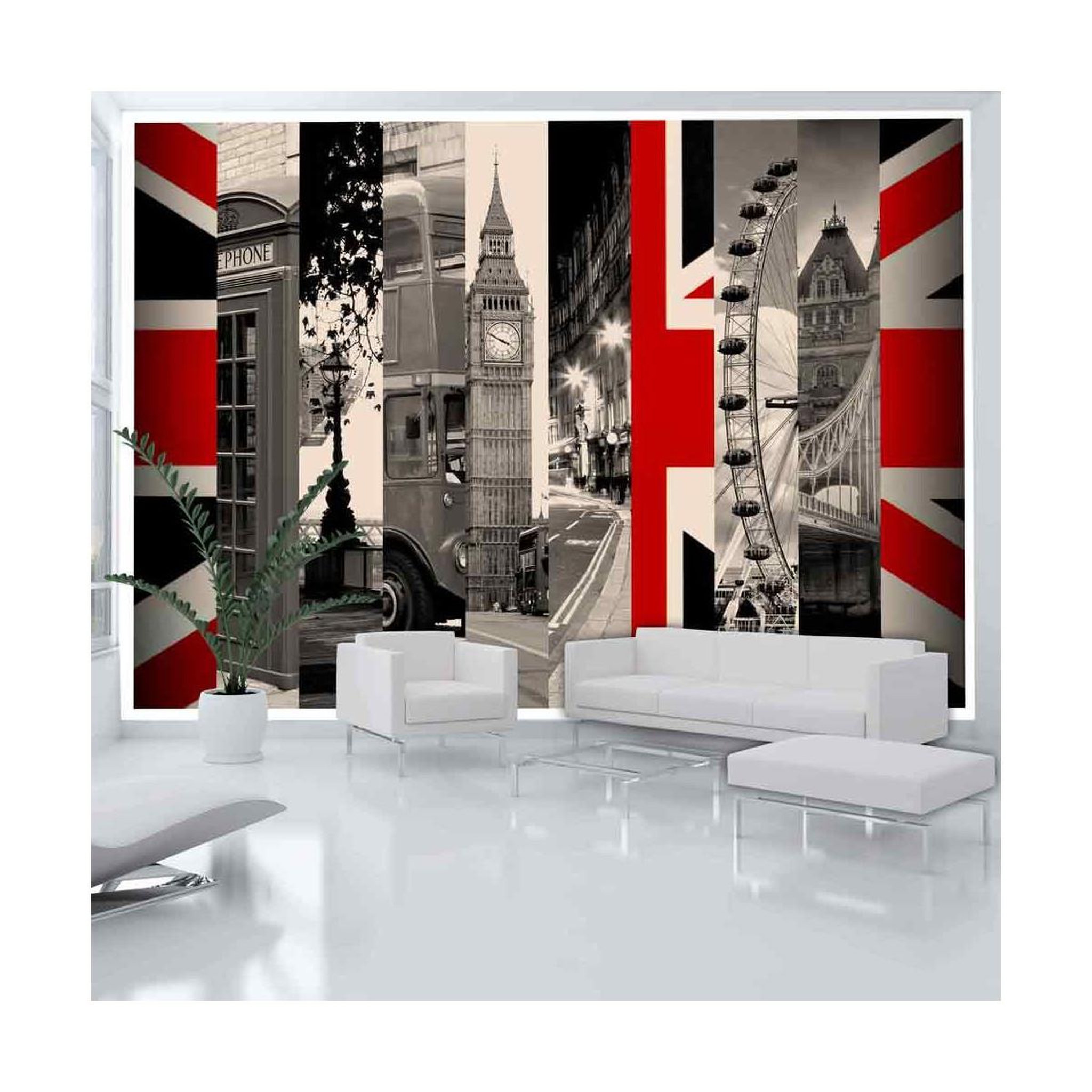 Paris Prix Papier peint  symbols of london. Coloris disponibles : Multicolore